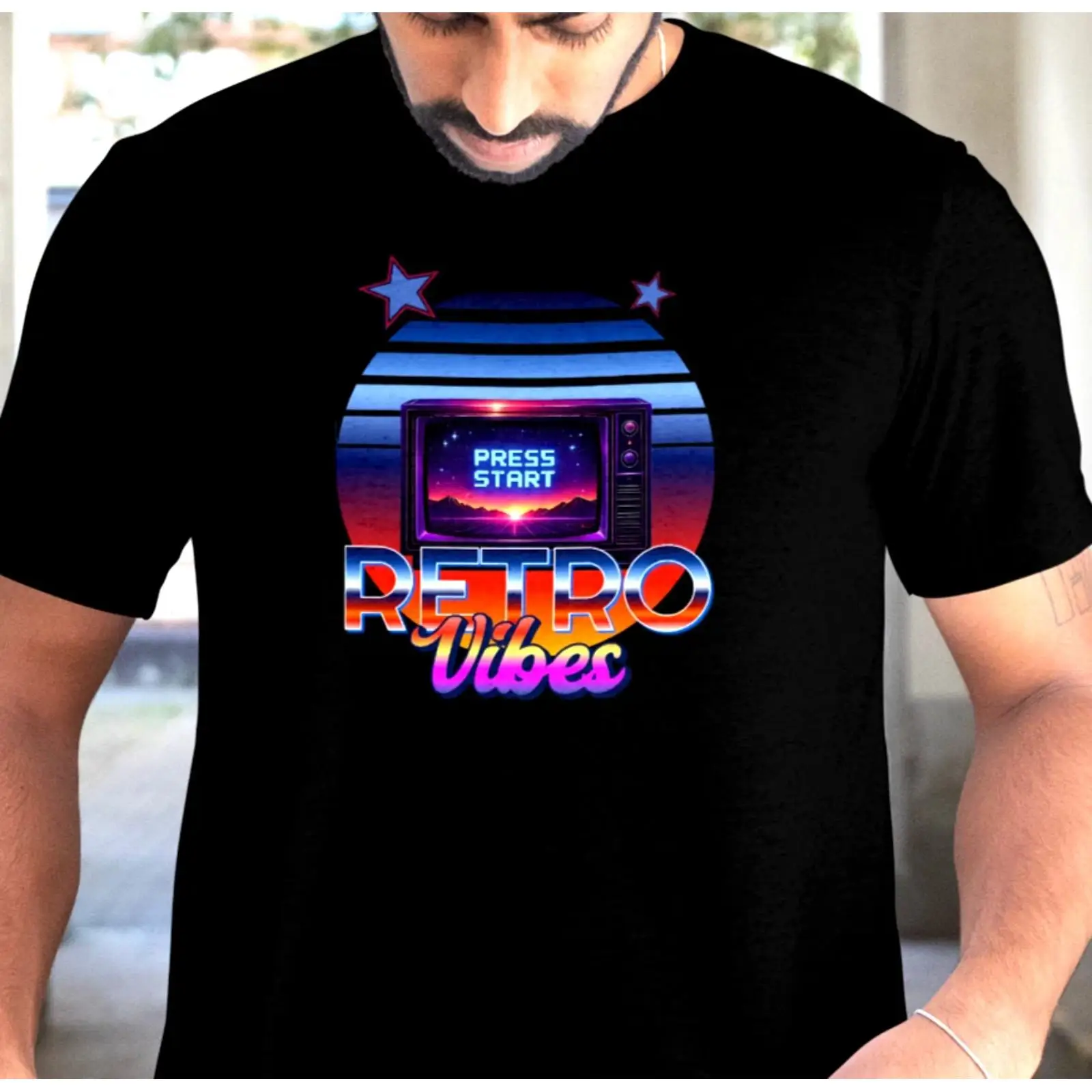 Retro Gaming Vibe - 레트로 게임 네온 티셔츠 80년대 90년대