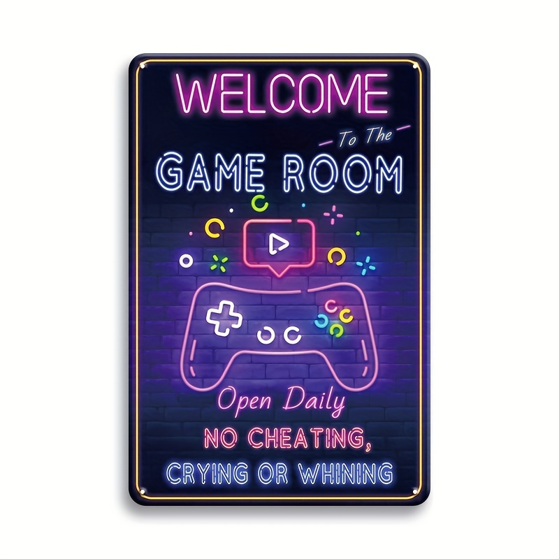 Retro Gaming Decor - 게임룸에 오신 것을 환영합니다 금속 간판