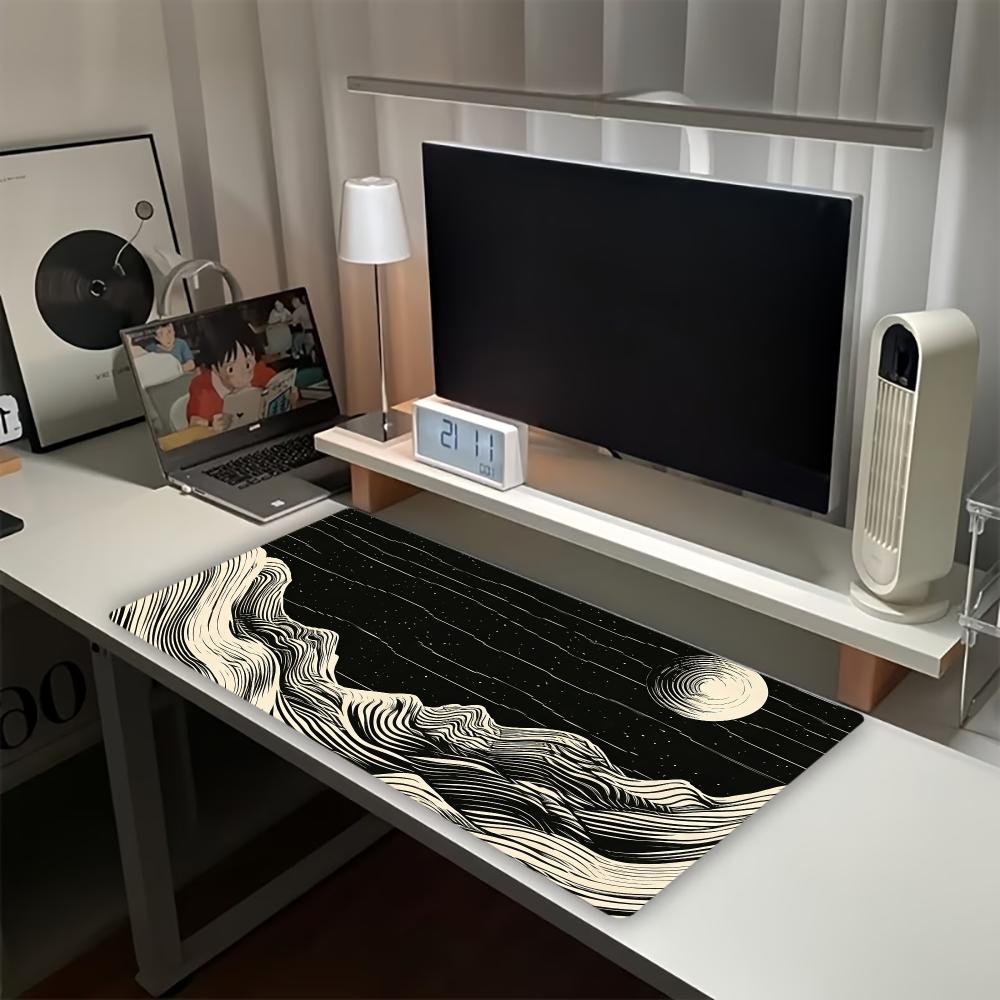 Retro Gaming Desk Setup - 빈티지 웨이브 마운틴 문 대형 확장