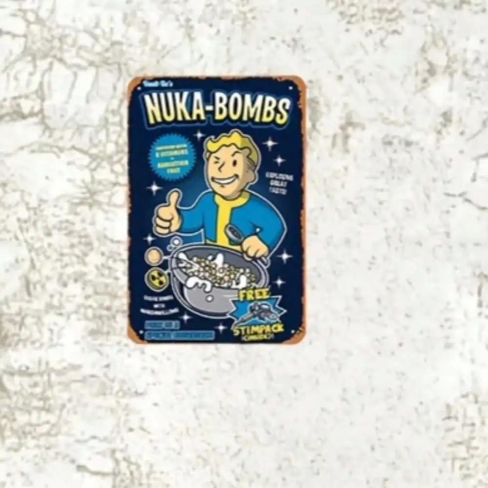 Retro Gaming Vault - Vault-Tec Nuka-Bombs 금속 벽 장식 -
