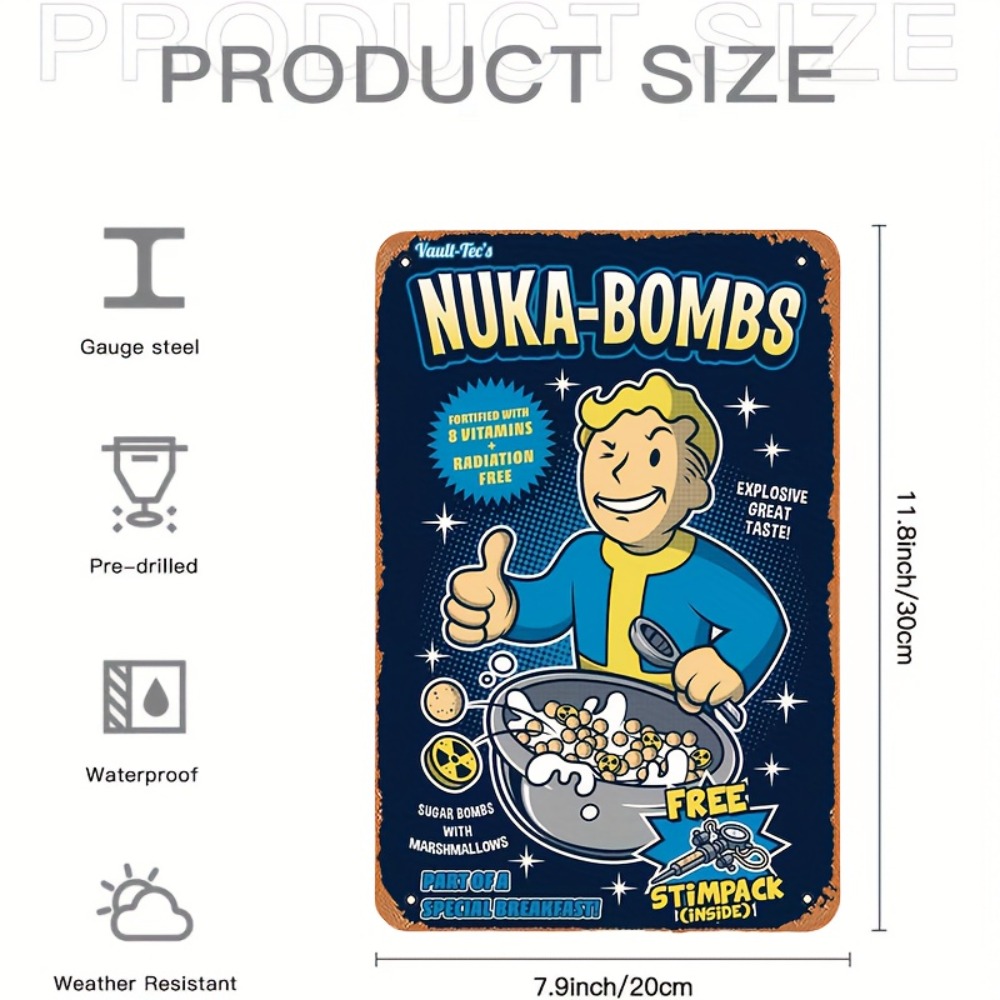Vault-Tec Nuka-Bombs 금속 벽 표시 - - Retro Gaming Vault 리뷰 및 가격