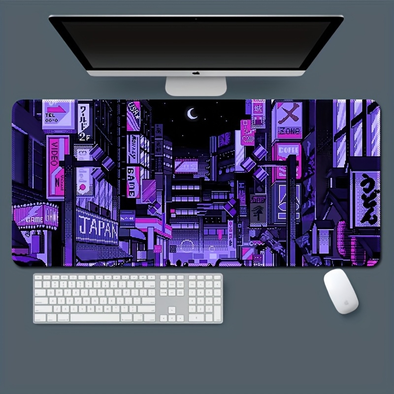 XXL 도쿄 스트리트 데스크 매트, 생동감 넘치는 보라 - Retro Gaming Desk Setup 리뷰 및 가격