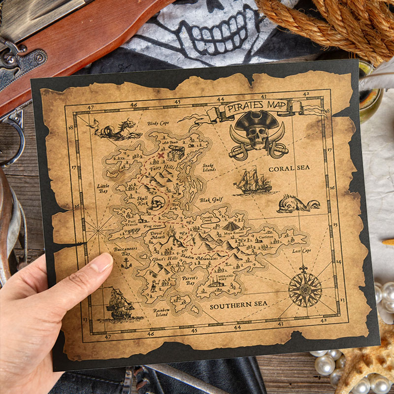 해적 모험 보물 찾기 지도 레트로 크래프트 종이 포스터 - Retro Gaming Decor 리뷰 및 가격
